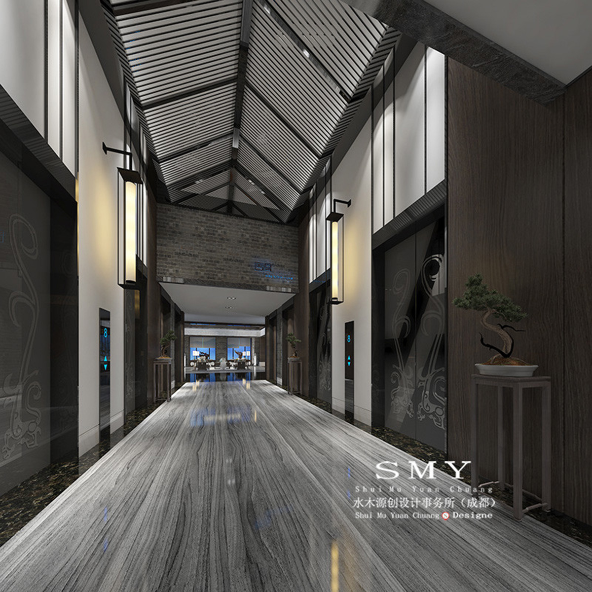 酒店電梯口設計裝飾