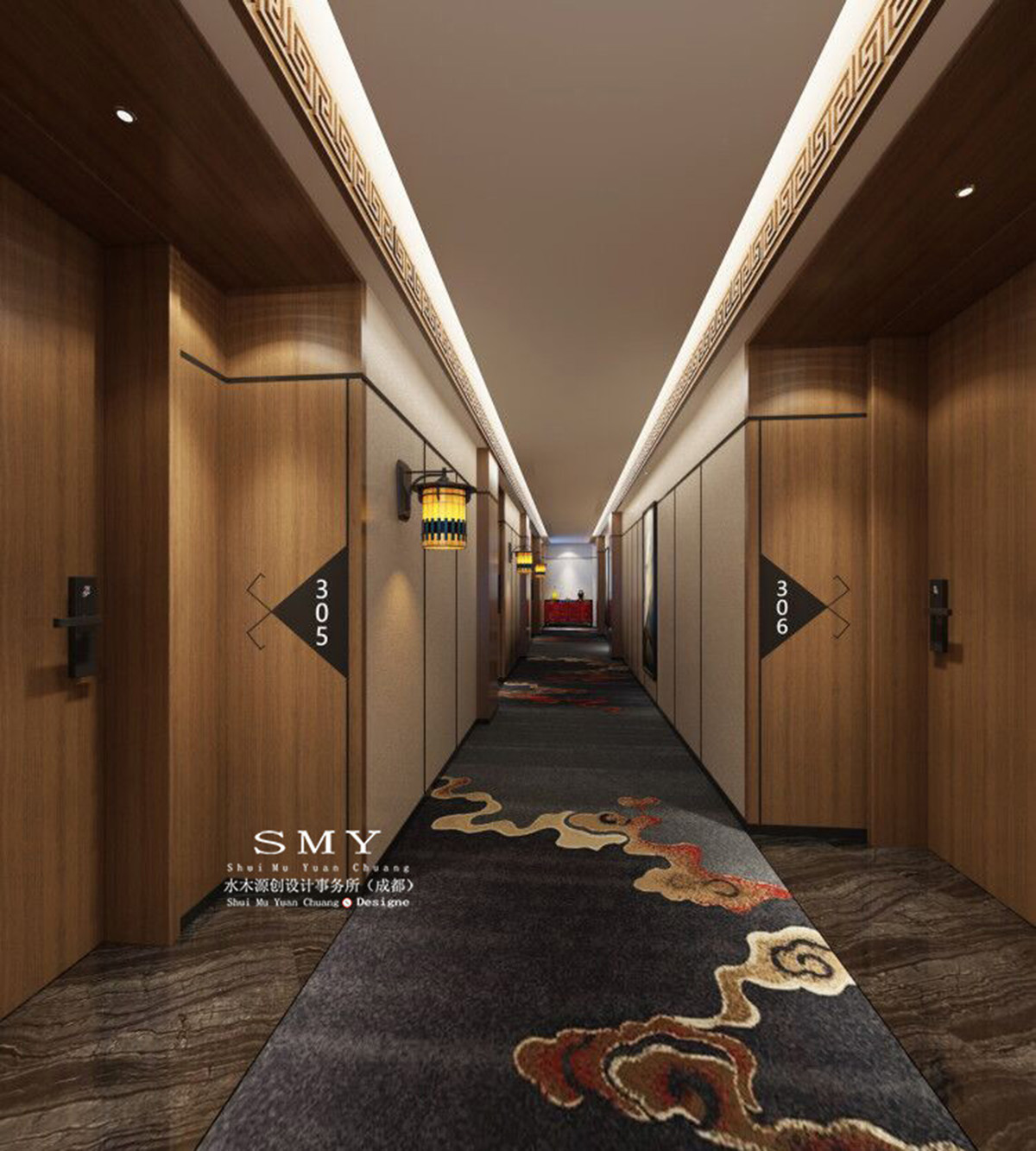 酒店過道設計，走廊效果圖